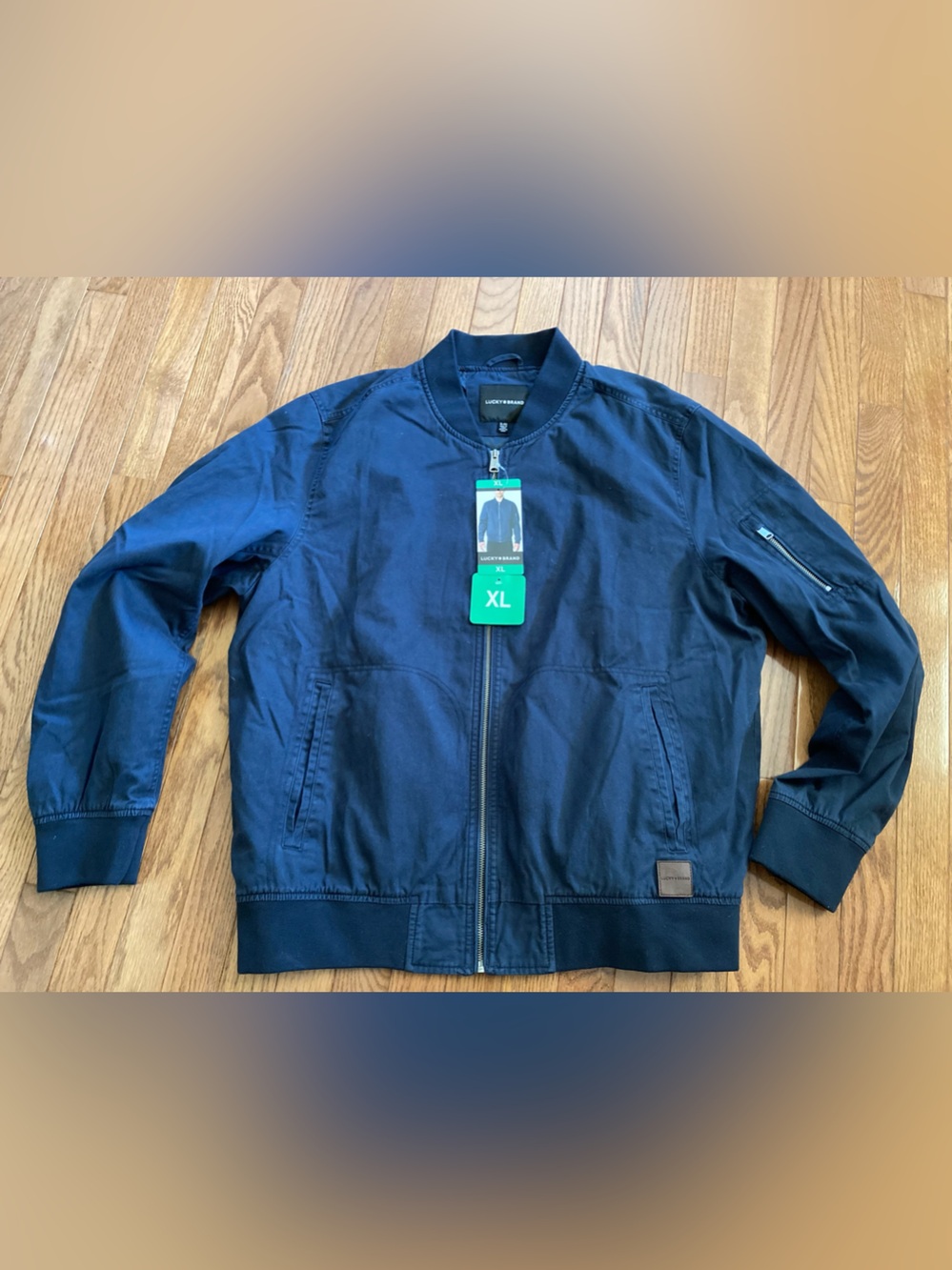 Lucky Brand Men’s XL Full zip Bomber Jacket Blue 🍀